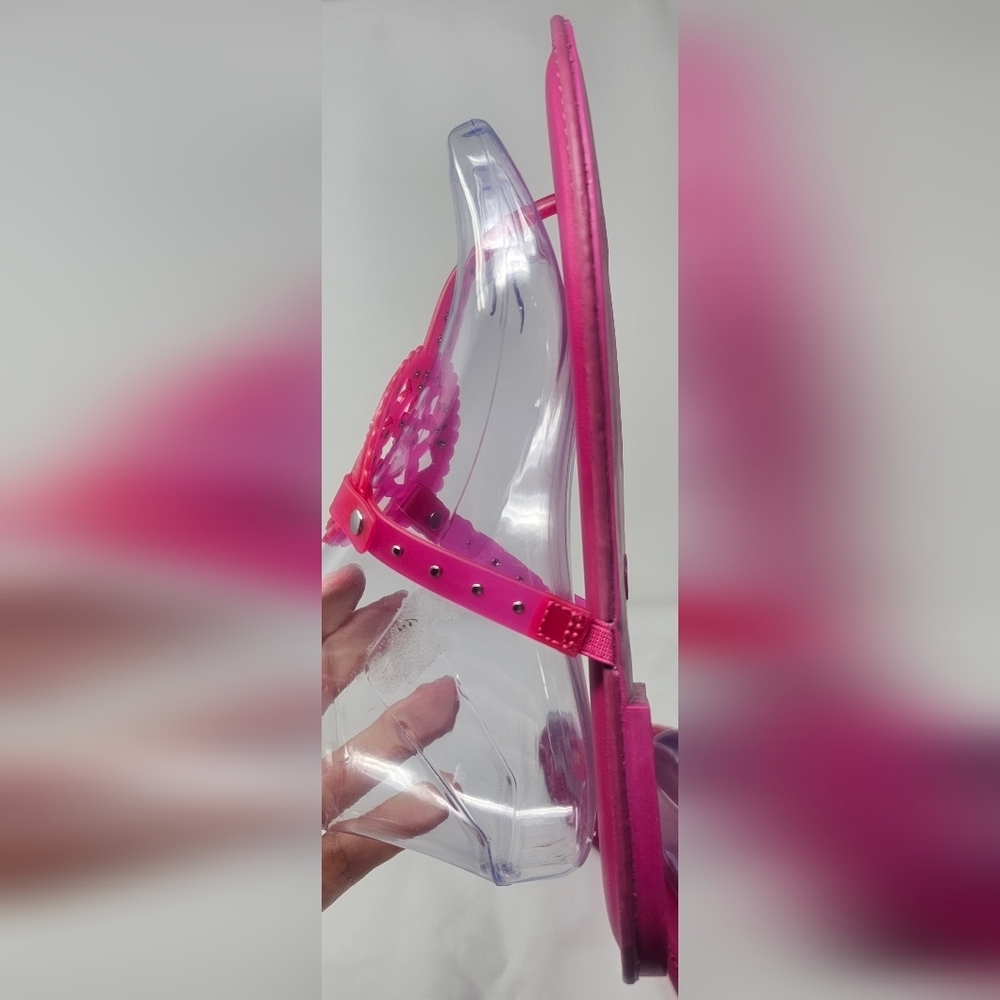 Torrid Women's Medallion T-Strap Jelly Thong Flat Sandals Fuschia NEW Size 10WW - Picture 5 of 12